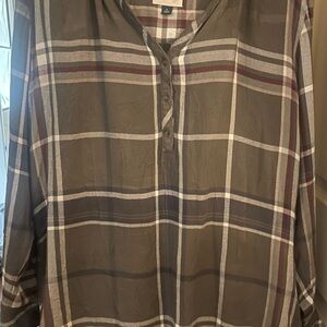 Universal Thread Olive Plaid Button-Down Shirt